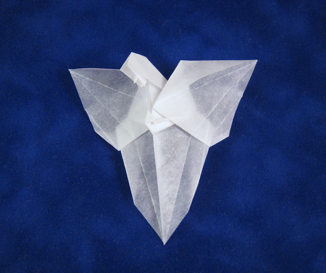 Origami Angel by Neal Elias. Folded from a square of tracing paper by Gilad Aharoni on giladorigami.com