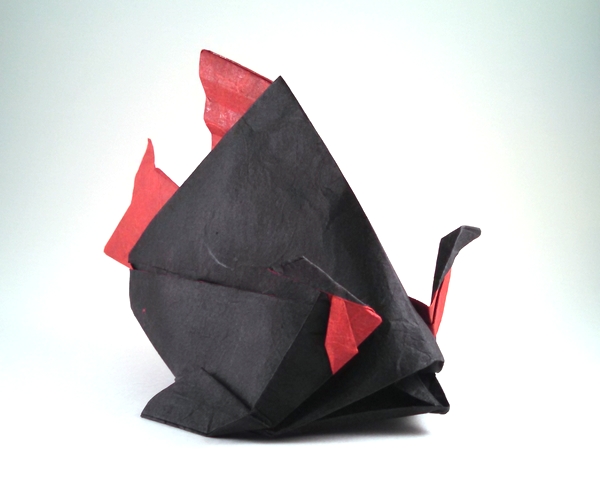 Origami Angry fish by Bernie Peyton. Folded by Gilad Aharoni on giladorigami.com
