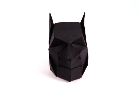 Origami Bat mask by Thomas Cuffe. Folded from a triangle of cardstock by Gilad Aharoni on giladorigami.com