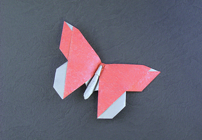Origami Butterfly - Kyoko Kondo by Michael G. LaFosse. Folded from a square of Kathy Stevick's tissue-foil by Gilad Aharoni on giladorigami.com