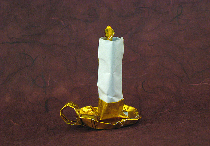 Origami Candlestick by David Shall. Folded from a rectangle of Japanese foil by Gilad Aharoni on giladorigami.com