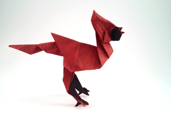 Origami Cardinal by Sebastien Limet (Sebl). Folded by Gilad Aharoni on giladorigami.com