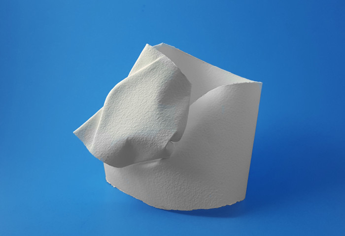 Origami Sleeping cat by Jonathan Rebouillat. Wet folded from a strip of Arches watercolor paper by Gilad Aharoni on giladorigami.com