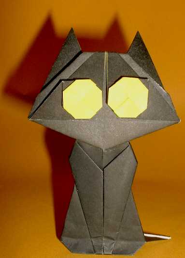 Origami Cat by Eiji Tsuchito. Folded from 2 squares of duo origami paper by Gilad Aharoni on giladorigami.com