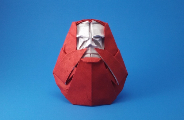 Origami Daruma doll by Fukui Hisao. Wet folded from a square of double-sided mulberry paper by Gilad Aharoni on giladorigami.com