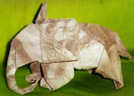 Origami Elephant by Yamada Katsuhisa. Folded from a square of a strange fluffy paper I found at the art-store by Gilad Aharoni on giladorigami.com