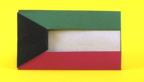 Origami Flag of Kuwait by Gilad Aharoni. Folded from 2 squares of duo origami paper by Gilad Aharoni on giladorigami.com