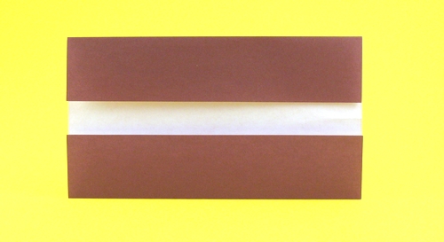 Origami Flag of Latvia by Gilad Aharoni. Folded from a square of origami paper by Gilad Aharoni on giladorigami.com
