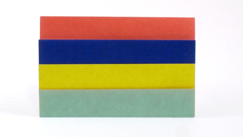 Origami Flag of Mauritius by Gilad Aharoni. Folded from 2 squares of duo origami paper by Gilad Aharoni on giladorigami.com