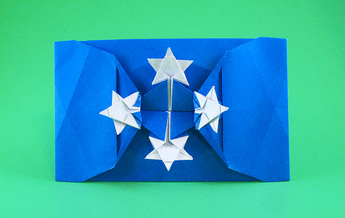 Origami Flag of Micronesia by Gilad Aharoni. Folded from a square of origami paper by Gilad Aharoni on giladorigami.com