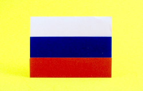 Origami Flag of Russia by Gilad Aharoni. Folded from 2 squares of duo origami paper by Gilad Aharoni on giladorigami.com