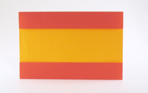 Origami Flag of Spain by Gilad Aharoni. Folded from a square of duo origami paper by Gilad Aharoni on giladorigami.com