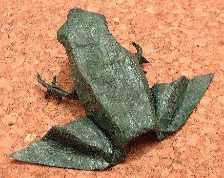Origami Frog by Michael G. LaFosse. Folded from a square of tissue-foil by Gilad Aharoni on giladorigami.com