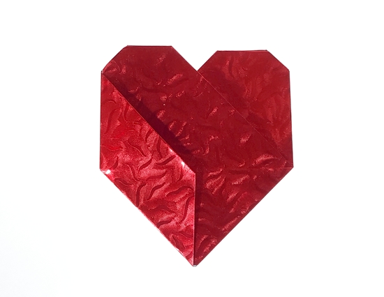 Origami Heart by Michael G. LaFosse. Folded from a square of Japanese foil by Gilad Aharoni on giladorigami.com