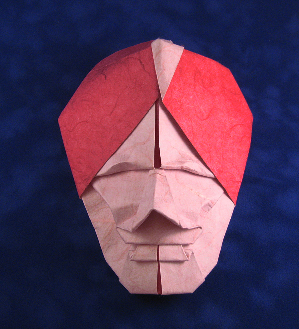 Origami Hindu by Gabriel Alvarez Casanovas. Wet-folded from a square of double-sided mulberry paper by Gilad Aharoni on giladorigami.com