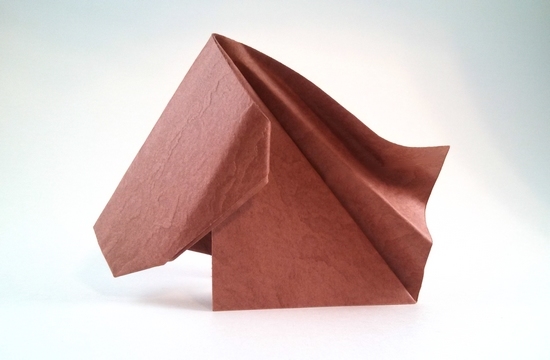 Origami Horse head by Yara Yagi. Folded from a square of art paper by Gilad Aharoni on giladorigami.com