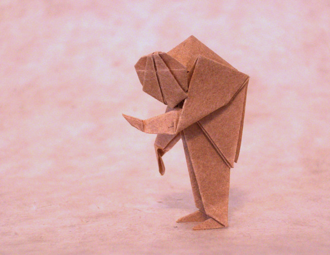 Origami Igor by Mario Adrados Netto. Folded from a square of brown wrapping paper by Gilad Aharoni on giladorigami.com