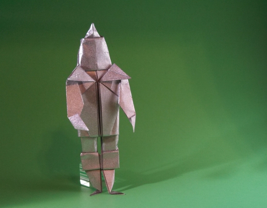 Origami Knight by Mario Adrados Netto. Folded from a square of Nicolas Terry's tissue-foil by Gilad Aharoni on giladorigami.com
