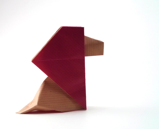 Origami Lion by Rui Roda. Folded from a square of Kraft origami paper by Gilad Aharoni on giladorigami.com