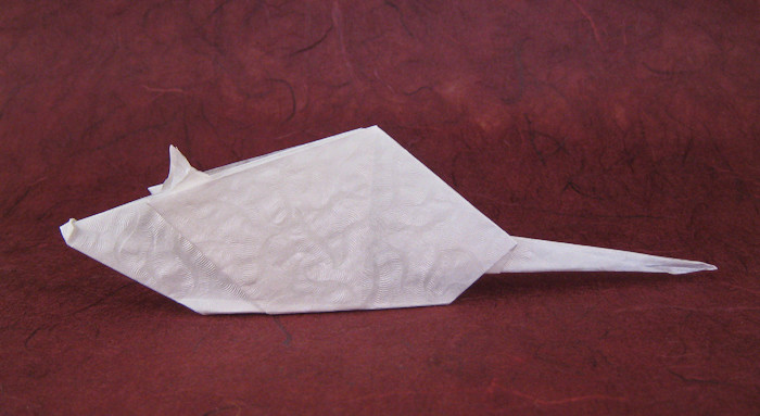 Origami Mouse by David Shall. Folded from a square of Alabaster origami paper by Gilad Aharoni on giladorigami.com