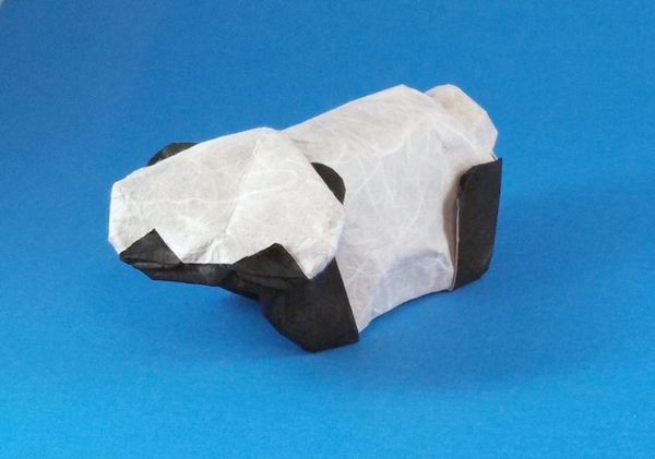 Origami Panda by Gabriel Lozada V.. Folded from a square of double-sided Unryu by Gilad Aharoni on giladorigami.com