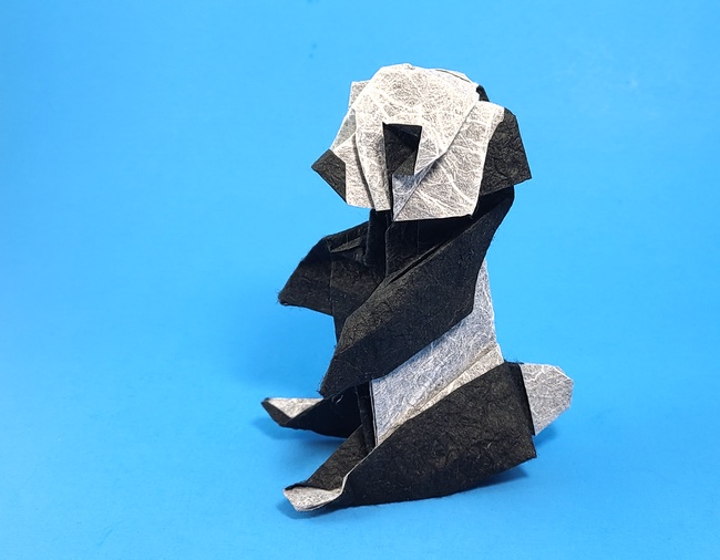 Origami Panda by Edinson Paredes. Folded from a square of Duo Thai origami paper by Gilad Aharoni on giladorigami.com