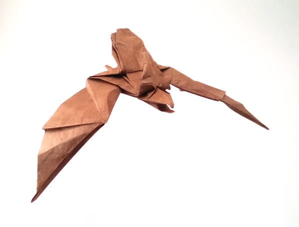 Origami Pteranodon by Vincent Achard. Folded from a square of Lokta by Gilad Aharoni on giladorigami.com