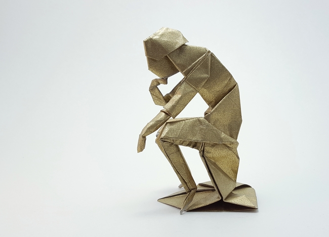 Origami Rodin's Thinker III by Neal Elias. Folded by Gilad Aharoni on giladorigami.com