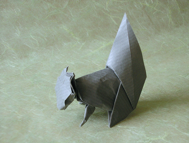 Origami Squirrel by David Brill. Folded from a square of Kraft origami paper by Gilad Aharoni on giladorigami.com