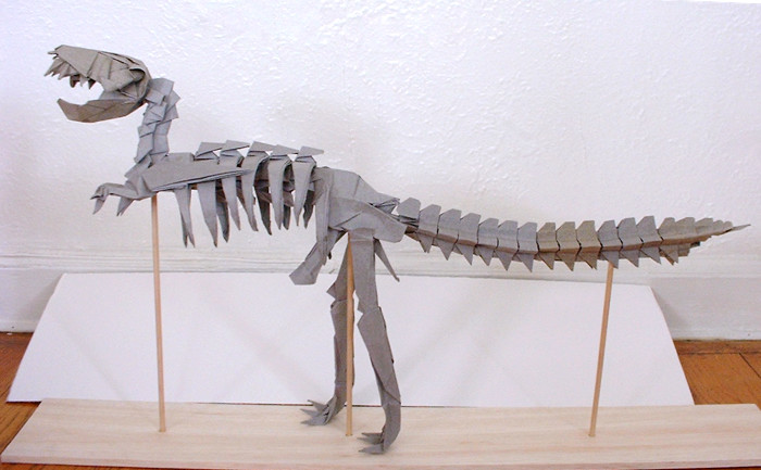 Origami Tyrannosaurus Rex skeleton by Issei Yoshino. Folded by Gilad Aharoni on giladorigami.com