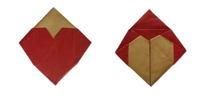 Origami Double heart bookmark by Michel Grand on giladorigami.com