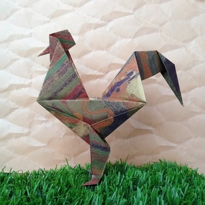 Origami Rooster by Samuel L. Randlett on giladorigami.com
