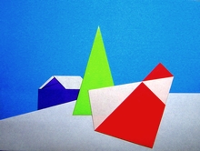Origami House with snow on the roof by Paula Versnick on giladorigami.com