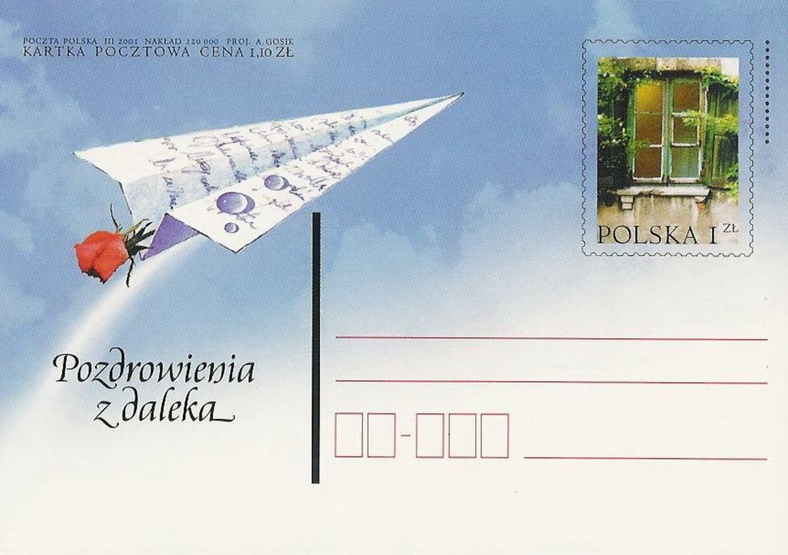 Poland 2001 Postcard - Greetings from afar (Stationary)